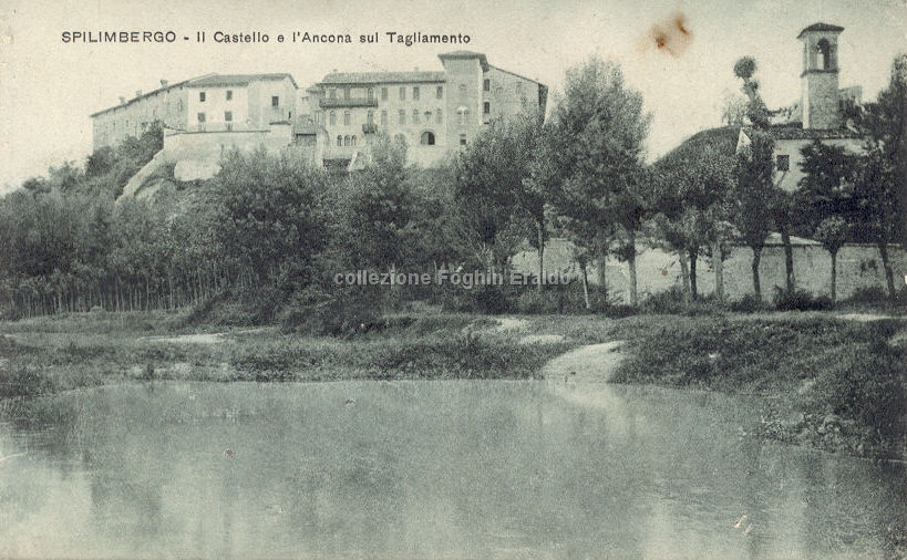 Spilimbergo, castello e Ancona dal Tagliamento 1915 ca